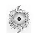 half moon, half sun, on shoulder tattoo design idea