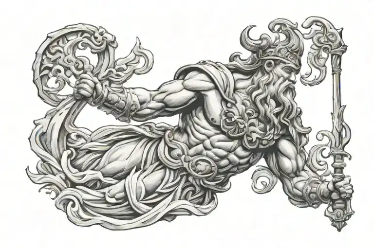 poseidon god tattoo design idea