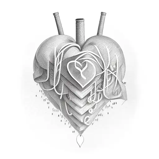 Organ heart with words my heart longs for peace in arabic tattoo design idea