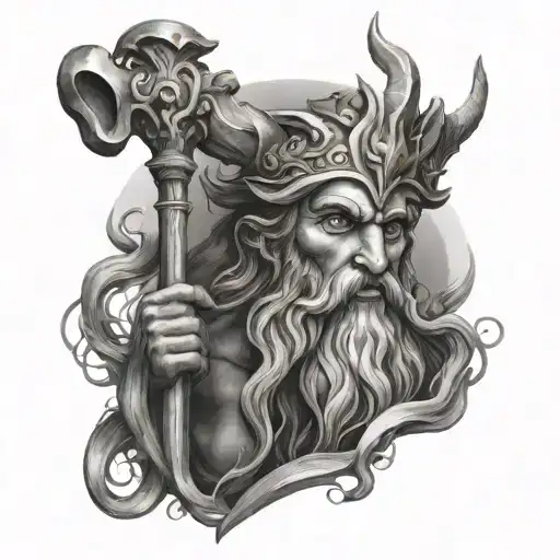 poseidon god tattoo design idea