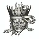sword harbor mask crown tattoo design idea