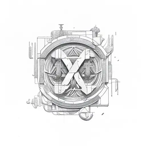 the letters "IIV VII" symmetrical and simple with color around it tattoo design idea