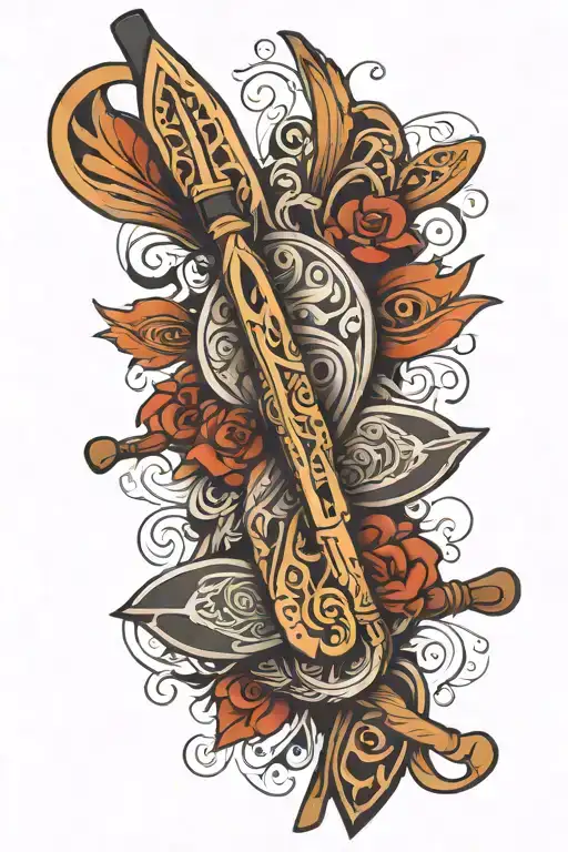 Canoe paddles forming tattoo design idea