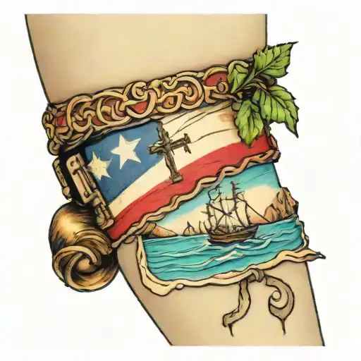 puerto rico beach view, italy arm band, ireland flag tattoo design idea