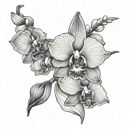 orchid flower manly tattoo design idea