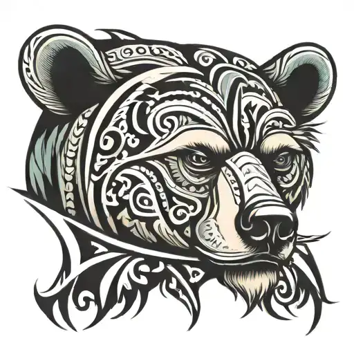 tribal bear head tattoo design idea