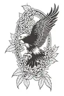 Forest Eagle Laurel Wreath Aachen tattoo design idea