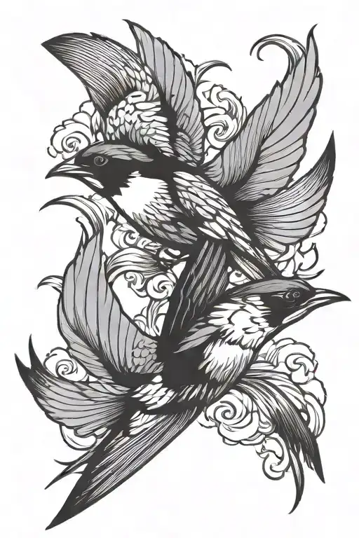 swallow birds flying tattoo design idea