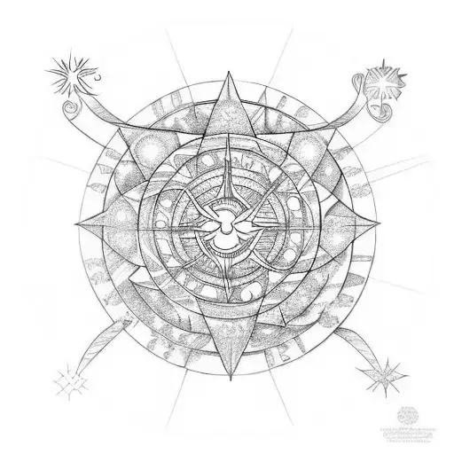 the 5 solas of protestant faith spiral out from a sun tattoo design idea