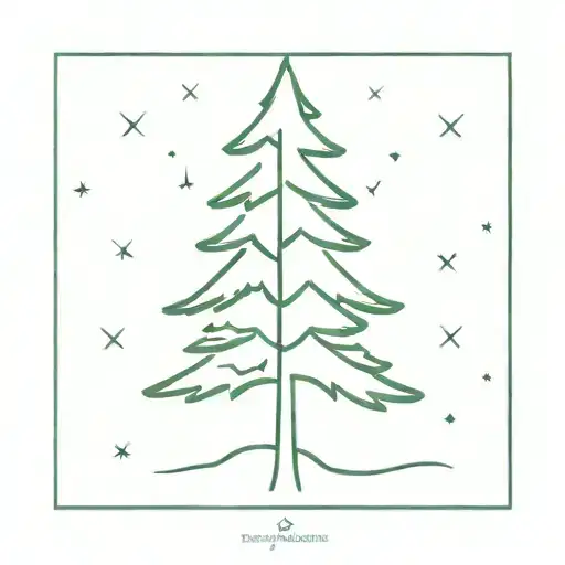 simple drawing of evergreen tree tattoo design idea