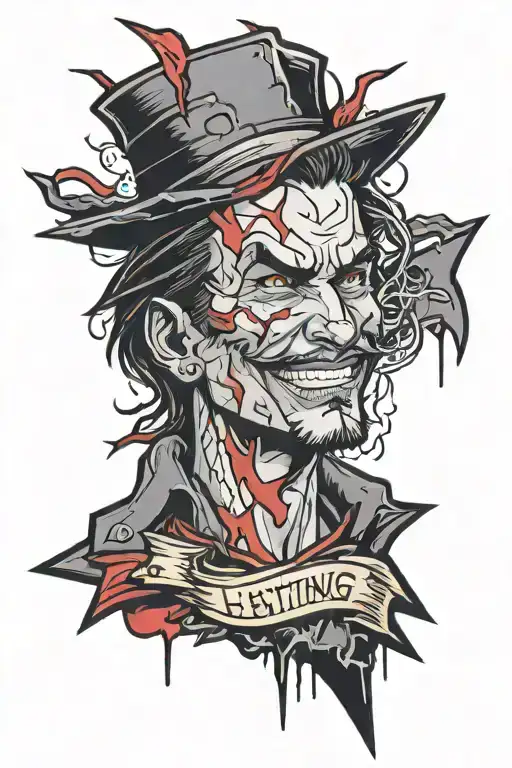 lightning, smile, blood, pain, money, passion, apathy, despair, power, domination, nomination tattoo design idea