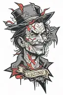 lightning, smile, blood, pain, money, passion, apathy, despair, power, domination, nomination tattoo design idea