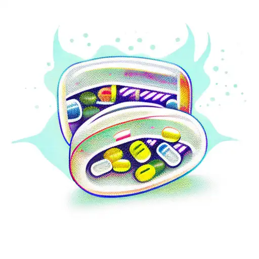 pills and drugs tattoo design idea