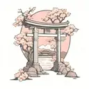 torii gate with cherry blossoms tattoo design idea