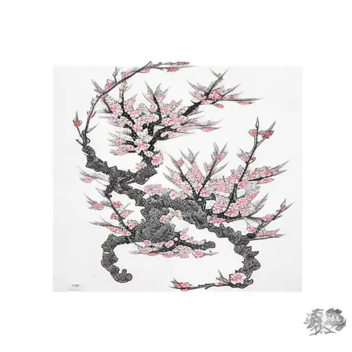 cherry blossom trees tattoo design idea
