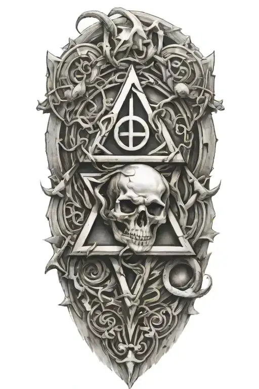  two drgaoins intertwined with holy trinity  symbol tattoo design idea