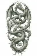  two dragons intertwined with holy trinity  symbol tattoo design idea