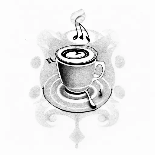 A coffee cup filled with musical notes, representing the client's love for caffeine and music tattoo design idea