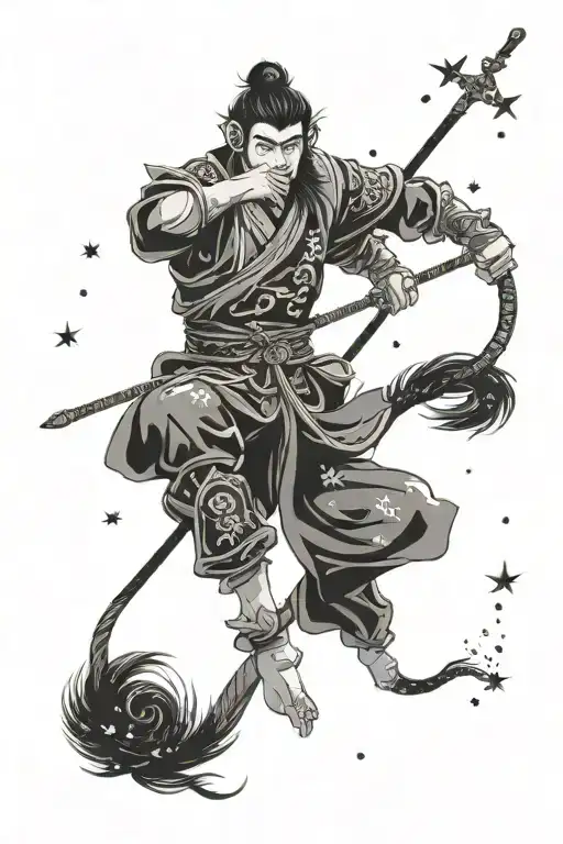 Monkey king with scorpio constellation tattoo design idea