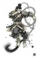 Monkey king with scorpio constellation tattoo design idea