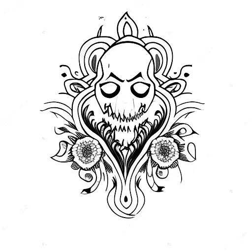 Ghostface with Flowes tattoo design idea