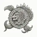 aztec calendar with quetzalcoatl wrapped around it tattoo design idea