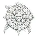 aztec calendar with quetzalcoatl wrapped around it tattoo design idea