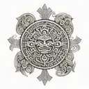 aztec calendar with quetzalcoatl wrapped around it tattoo design idea
