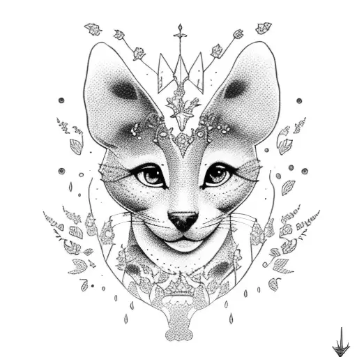 Dotwork tattoo of a Disney princess surrounded by nature and animals tattoo design idea