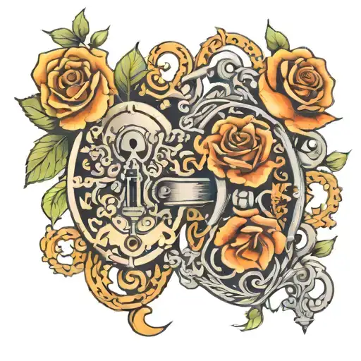 two brothers completely opposite of each other but they complete each other like a key and a lock tattoo design idea