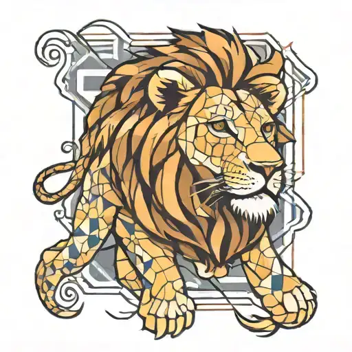 Lion cubism tattoo design idea
