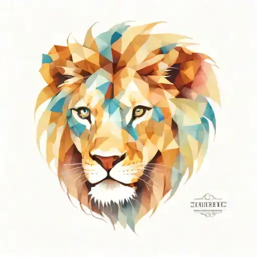 Half lion face cubism colour tattoo tattoo design idea