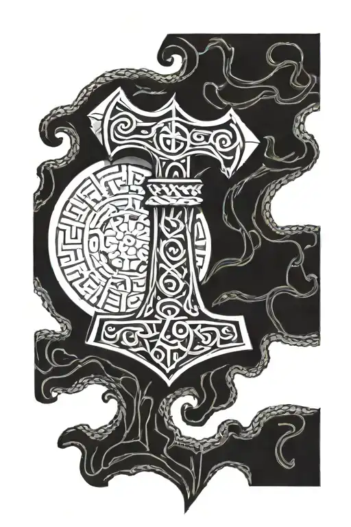 thors hammer nordic germanic tattoo design idea