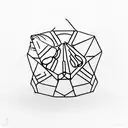 A minimalist tattoo of a D20 dice, with each side representing a different element of gastronomy (e.g. knife, fork, spoon, wine glass) tattoo design idea