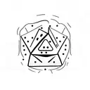 A minimalist tattoo of a D20 dice, with each side representing a different element of gastronomy (e.g. knife, fork, spoon, wine glass) tattoo design idea