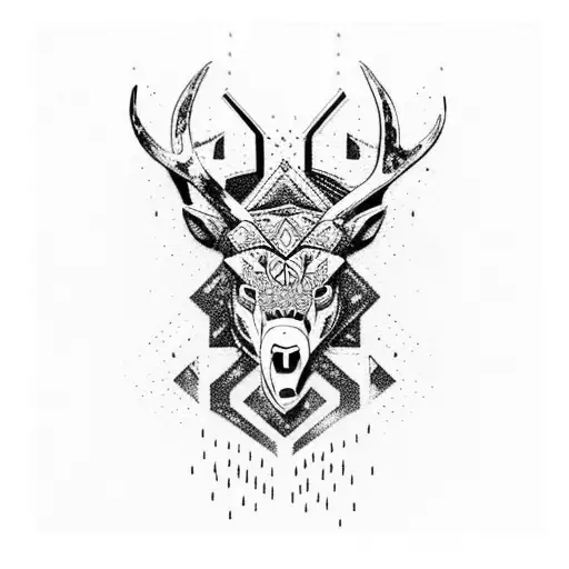 Berg mit Hirsch im Hintergrund  tattoo design idea