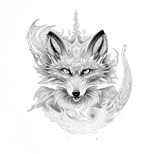 9 tailed fox, tattoo design idea