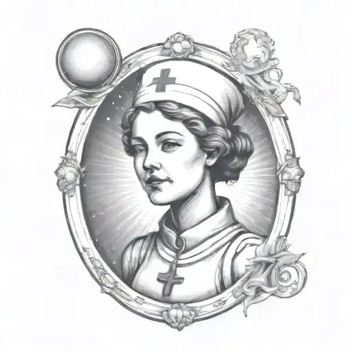 A tarot card design featuring a nurse symbolizing healing and care tattoo design idea