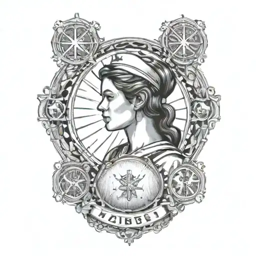 A tarot card design featuring a nurse symbolizing healing and care tattoo design idea