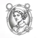 A tarot card design featuring a nurse symbolizing healing and care tattoo design idea