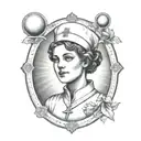 A tarot card design featuring a nurse symbolizing healing and care tattoo design idea