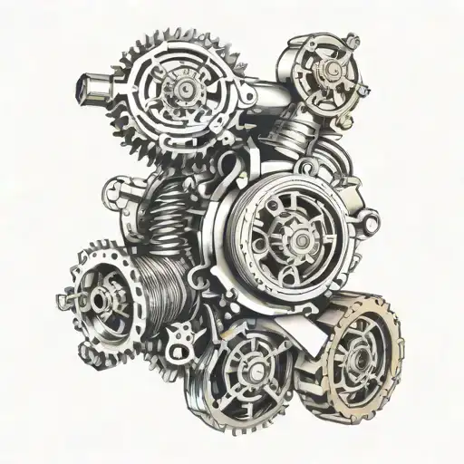 turbo,camshaft,ls engine gears intertwined tattoo design idea