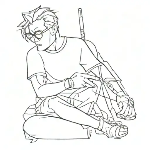 bart simspon with nice style rolling a joint  tattoo design idea