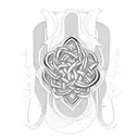 An intricate Celtic knotwork design featuring hiking boots and a backpack, with a trail weaving through the pattern tattoo design idea