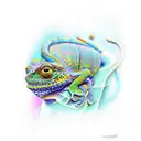psychedelic chameleon tattoo design idea