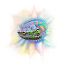 psychedelic chameleon tattoo design idea