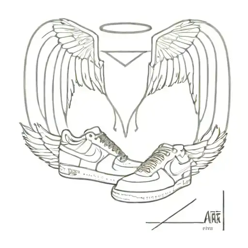 Nike Air Force with angel wings tattoo design idea