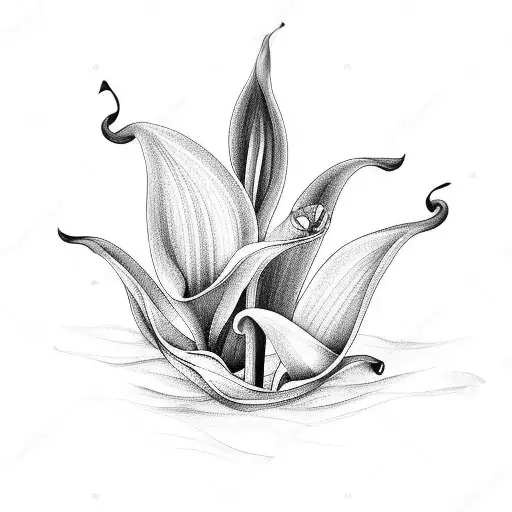 calla lily in a sea of cannabis tattoo design idea