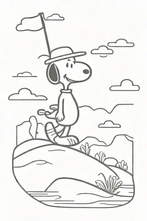snoopy golf course landscape tattoo design idea