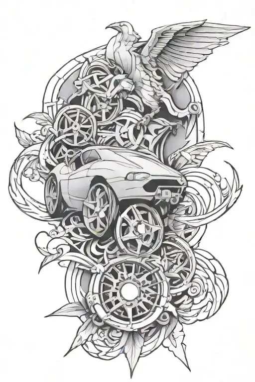 In a Ferrari Testaro tattoo design idea